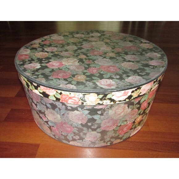 Large Floral Hat Box - Vintage - 16" - Picture 1 of 12